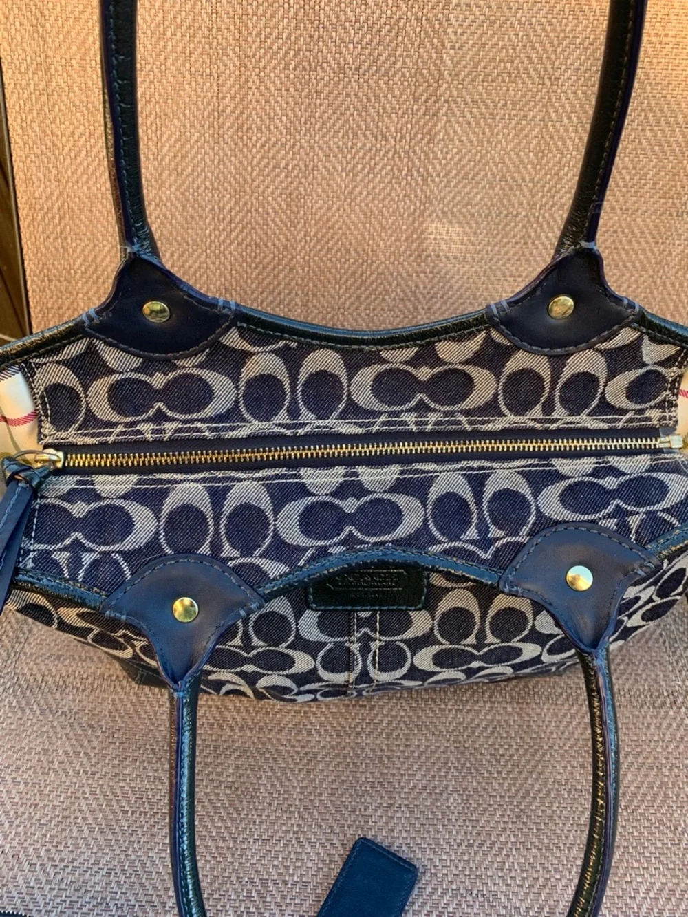 Coach 12573 denim blue and Gray Signature Bleeker Tote Bag with matching wallet - Picture 4 of 16